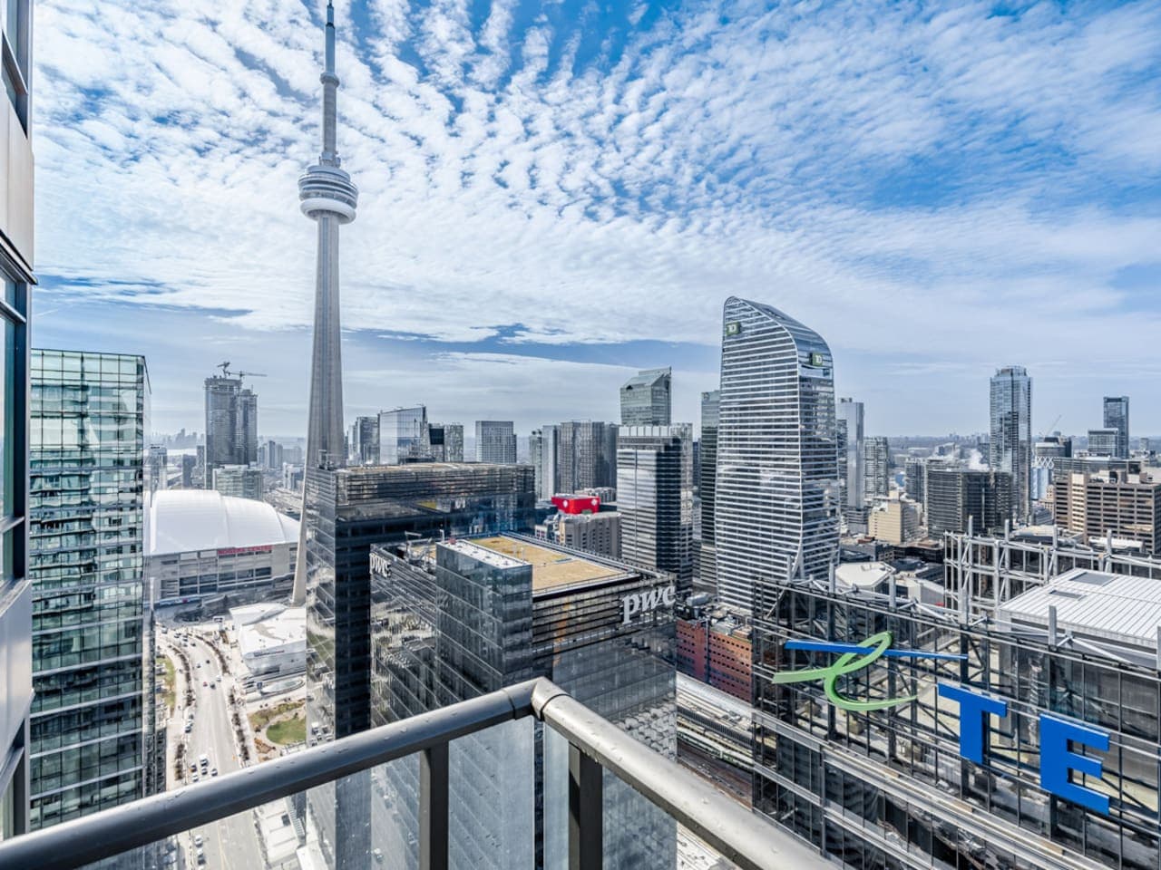 Balcony view over the Toronto skyline including the CN Tower